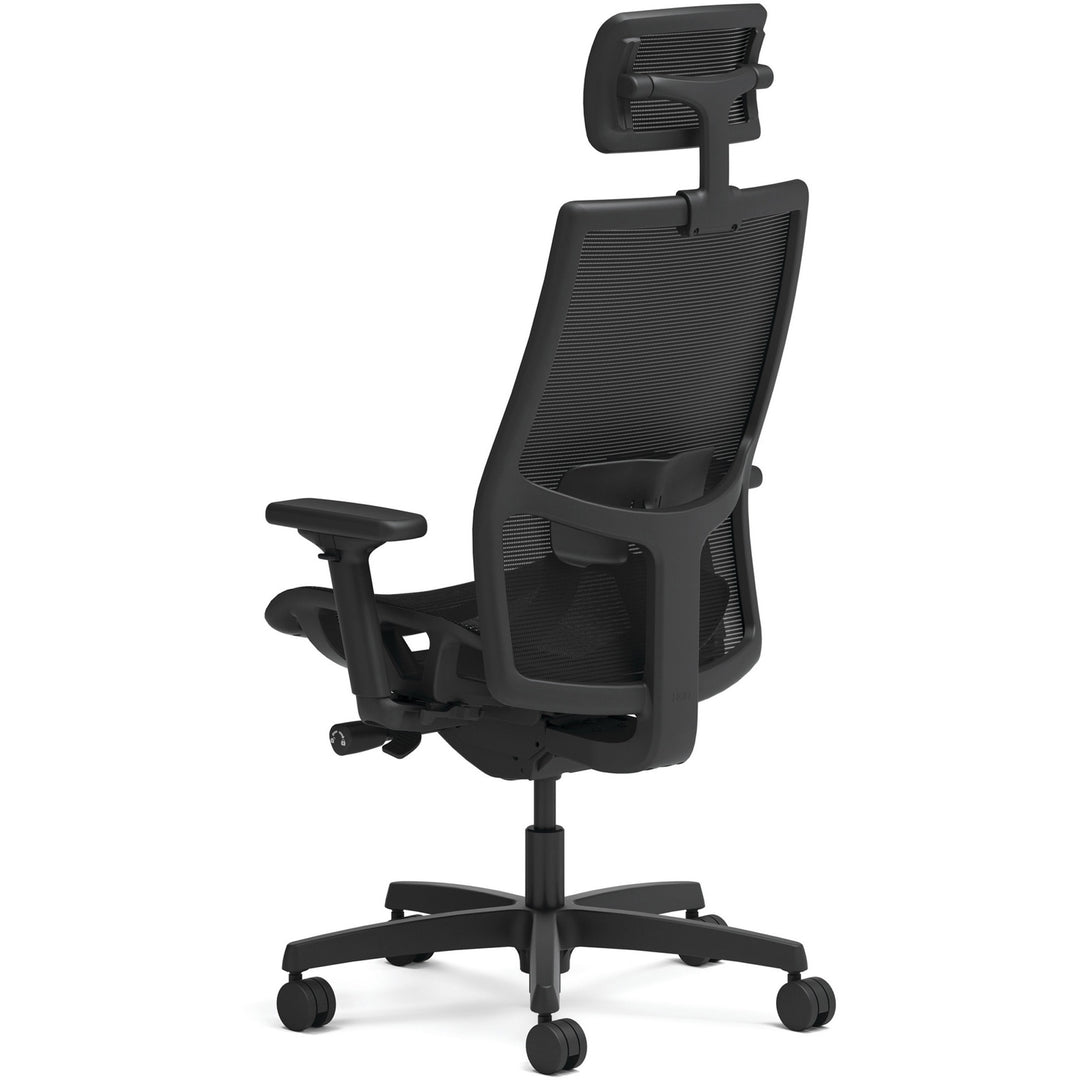 Image of HON® Ignition 2.0 4-Way Stretch Mesh Back/Seat Task Chair with Headrest, Supports Up to 300 lbs, 17" to 21" Seat, Black Seat/Base