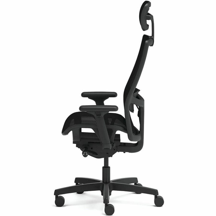 Image of HON® Ignition 2.0 4-Way Stretch Mesh Back/Seat Task Chair with Headrest, Supports Up to 300 lbs, 17" to 21" Seat, Black Seat/Base