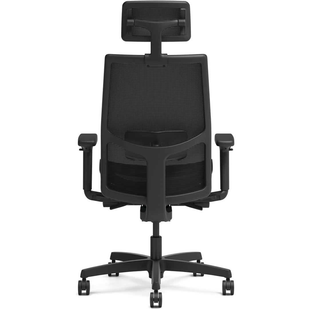 Image of HON® Ignition 2.0 4-Way Stretch Mesh Back/Seat Task Chair with Headrest, Supports Up to 300 lbs, 17" to 21" Seat, Black Seat/Base