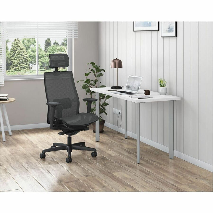 Image of HON® Ignition 2.0 4-Way Stretch Mesh Back/Seat Task Chair with Headrest, Supports Up to 300 lbs, 17" to 21" Seat, Black Seat/Base