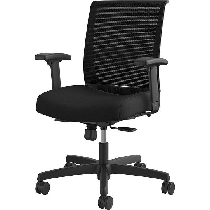 Image of HON® Convergence Mid-Back Task Chair, Swivel-Tilt, Supports 275 lb, 16.5" to 21" Seat Height, Black Seat, Black Back, BlackFrame