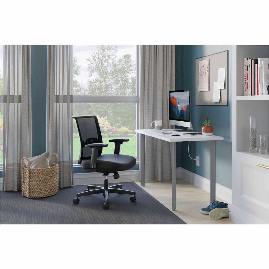 Image of HON® Convergence Mid-Back Task Chair, Swivel-Tilt, Supports 275 lb, 16.5" to 21" Seat Height, Black Seat, Black Back, BlackFrame