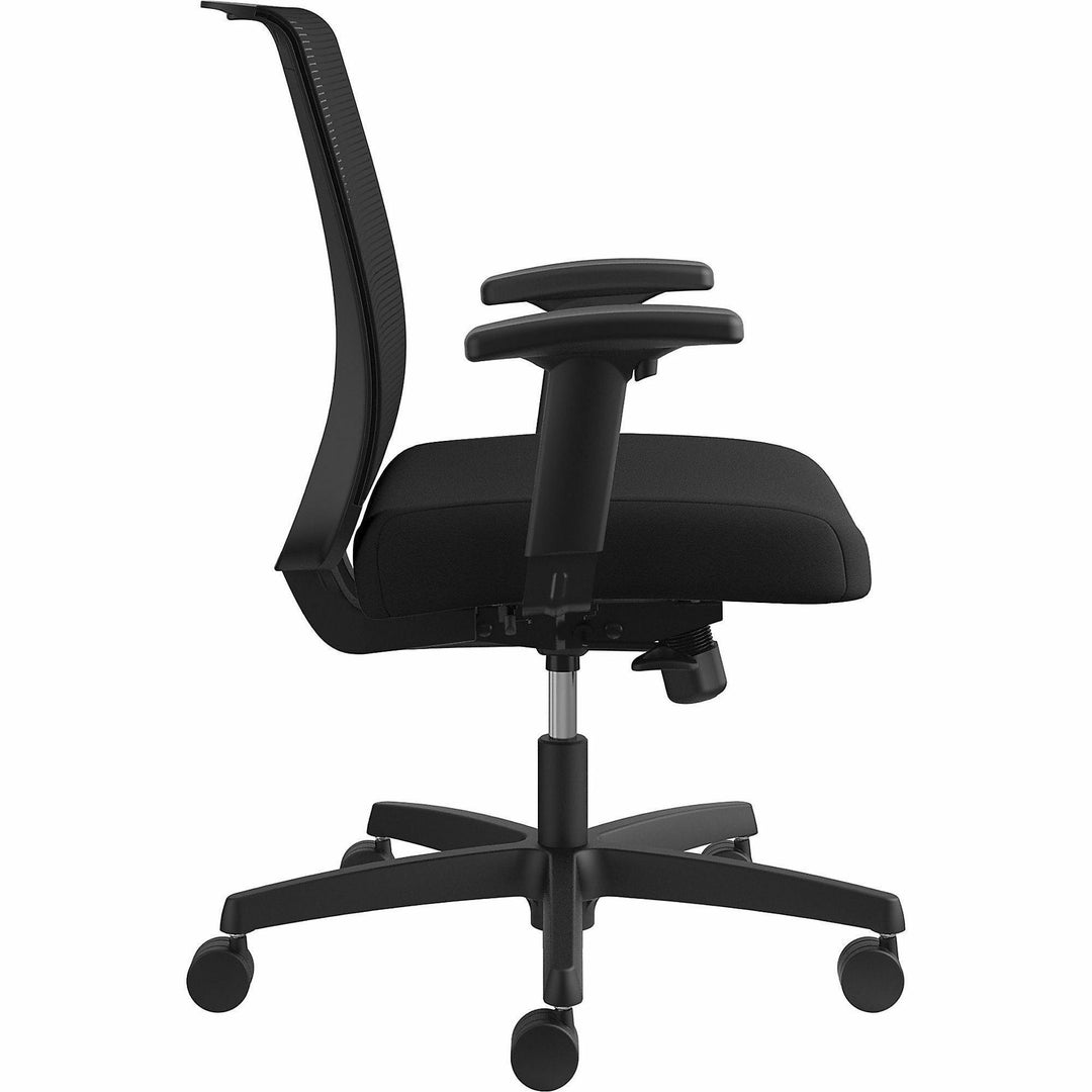 Image of HON® Convergence Mid-Back Task Chair, Swivel-Tilt, Supports 275 lb, 16.5" to 21" Seat Height, Black Seat, Black Back, BlackFrame
