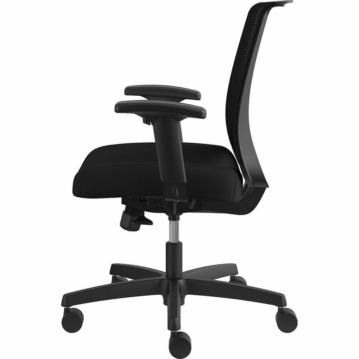Image of HON® Convergence Mid-Back Task Chair, Swivel-Tilt, Supports 275 lb, 16.5" to 21" Seat Height, Black Seat, Black Back, BlackFrame