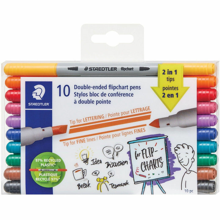 Image of Staedtler 3010TB10A6 Double-ended Dry Erase Pens, Assorted Ink, Dry, 10 / Pack