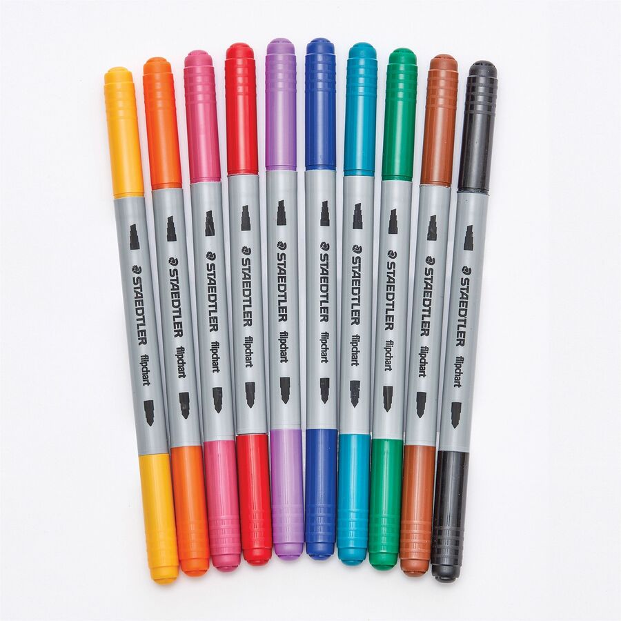 Image of Staedtler 3010TB10A6 Double-ended Dry Erase Pens, Assorted Ink, Dry, 10 / Pack