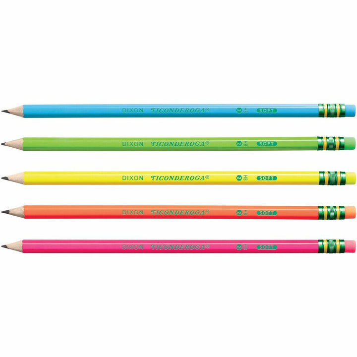Image of Ticonderoga X13018 Neon Pre-Sharpened No. 2 Pencils, Black, Assorted Neon Lead, #2, Broad Point, Neon Barrel, 18 / Box