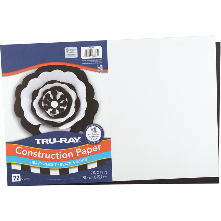 Image of Pacon® Construction Paper, Heavyweight, 12"x18", 72/PK, Black/White