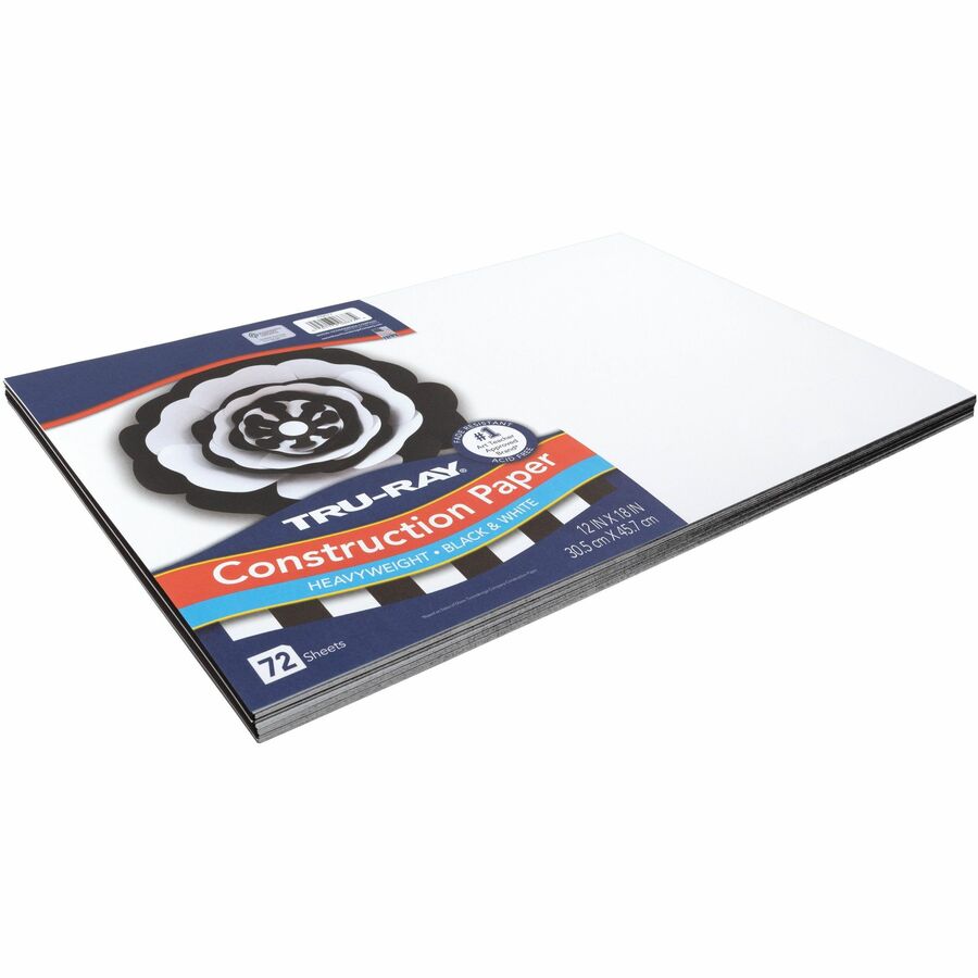 Image of Pacon® Construction Paper, Heavyweight, 12"x18", 72/PK, Black/White