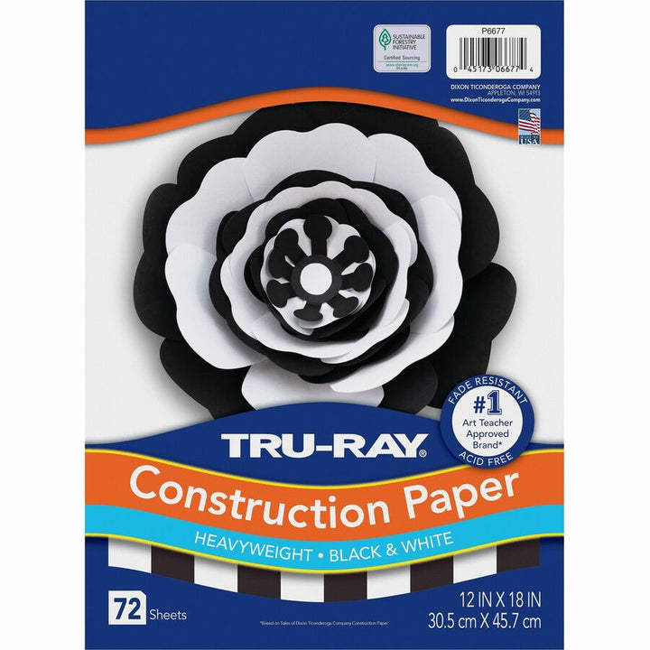 Image of Pacon® Construction Paper, Heavyweight, 12"x18", 72/PK, Black/White