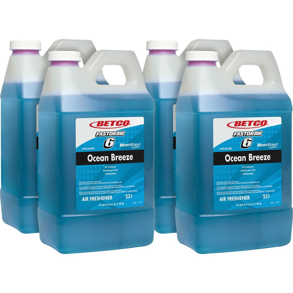 Image of Betco Corporation Deodorizer,Conc,Fast Draw,Ocean Breeze,2L,4/CT,Turquoise