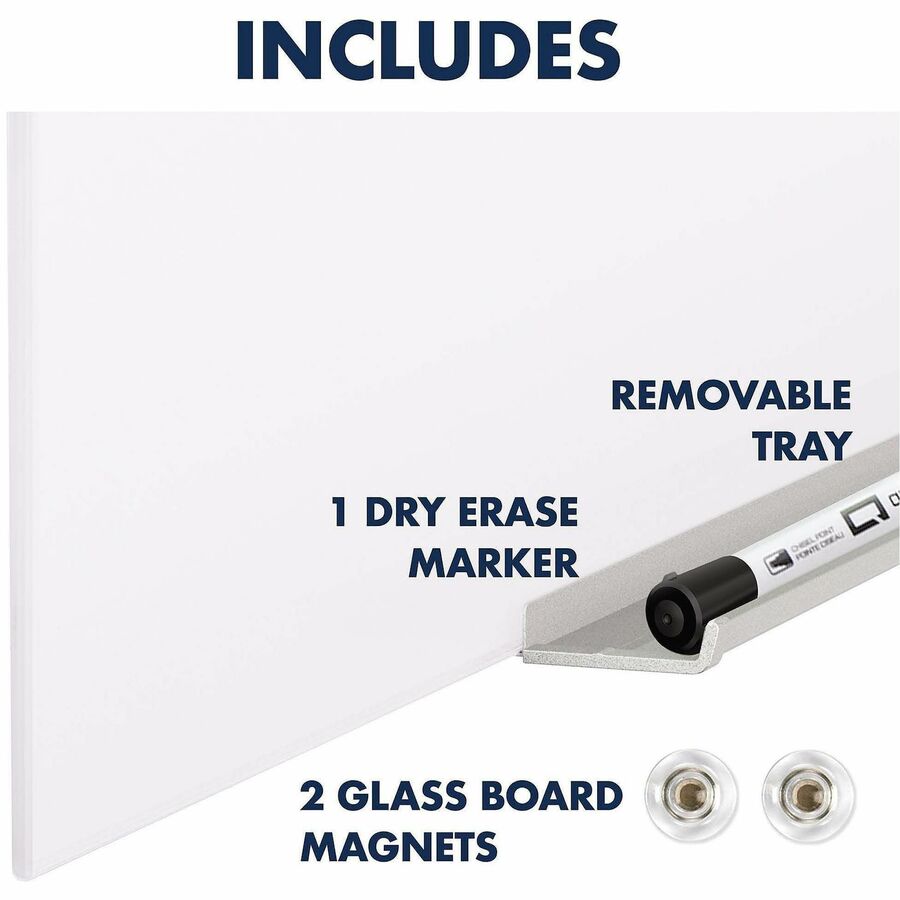 Image of Quartet® InvisaMount Vertical Magnetic Glass Dry-Erase Boards, 28" x 50", White Surface