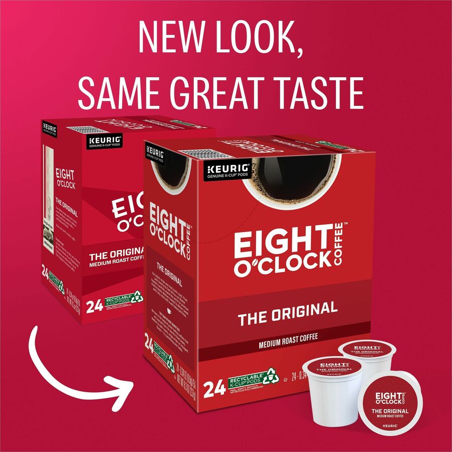 Image of Eight O'Clock® 0657 Original Coffee, Compatible with Keurig Brewer, Medium, K-Cup, Original, Arabica, 24 / Box