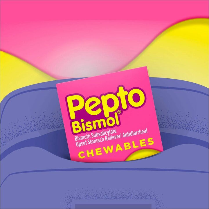 Image of Pepto Bismol 03977 Chewable Tablets Original, For Upset Stomach, Indigestion, Nausea, Heartburn, Diarrhea, Cherry, 30 / Box