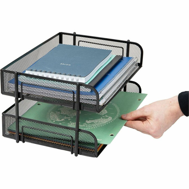 Image of Mind Reader ESTACK2-BLK Tiered Stackable Paper Trays