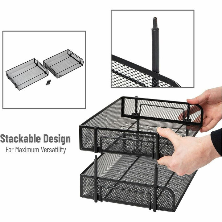 Image of Mind Reader ESTACK2-BLK Tiered Stackable Paper Trays