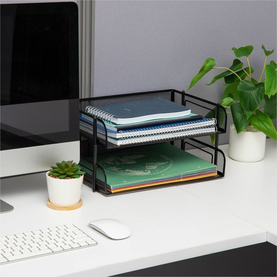 Image of Mind Reader ESTACK2-BLK Tiered Stackable Paper Trays
