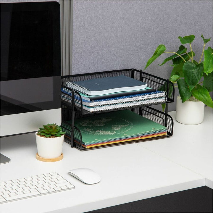 Image of Mind Reader ESTACK2-BLK Tiered Stackable Paper Trays