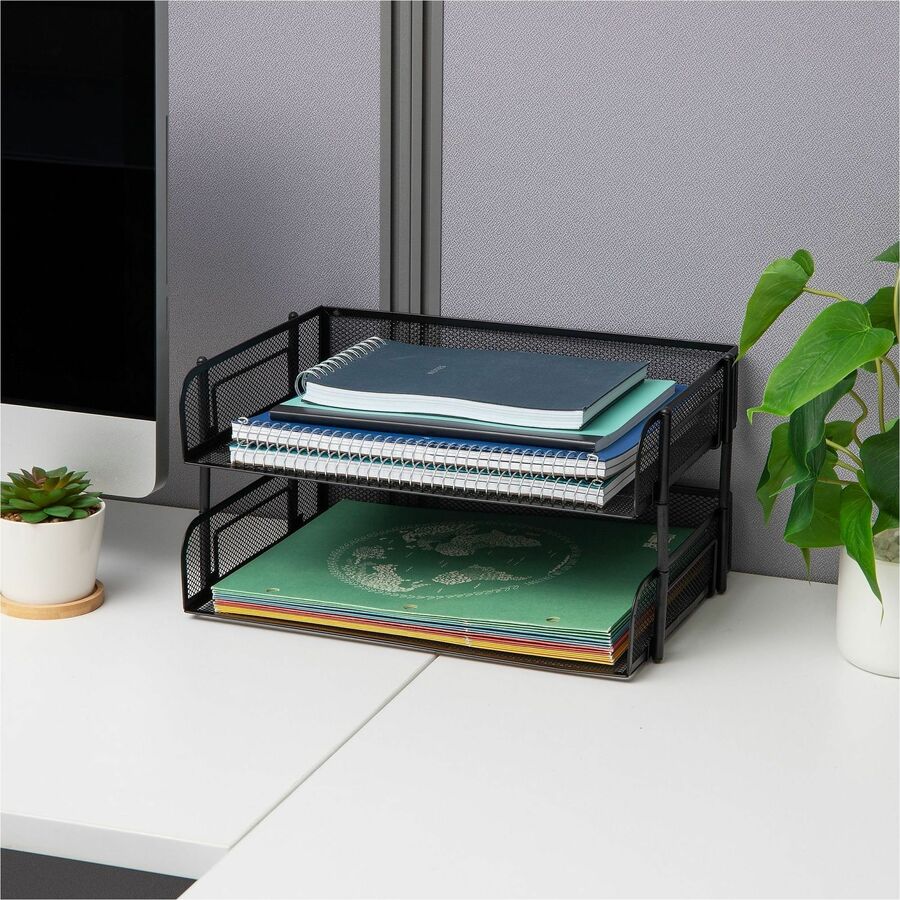 Image of Mind Reader ESTACK2-BLK Tiered Stackable Paper Trays