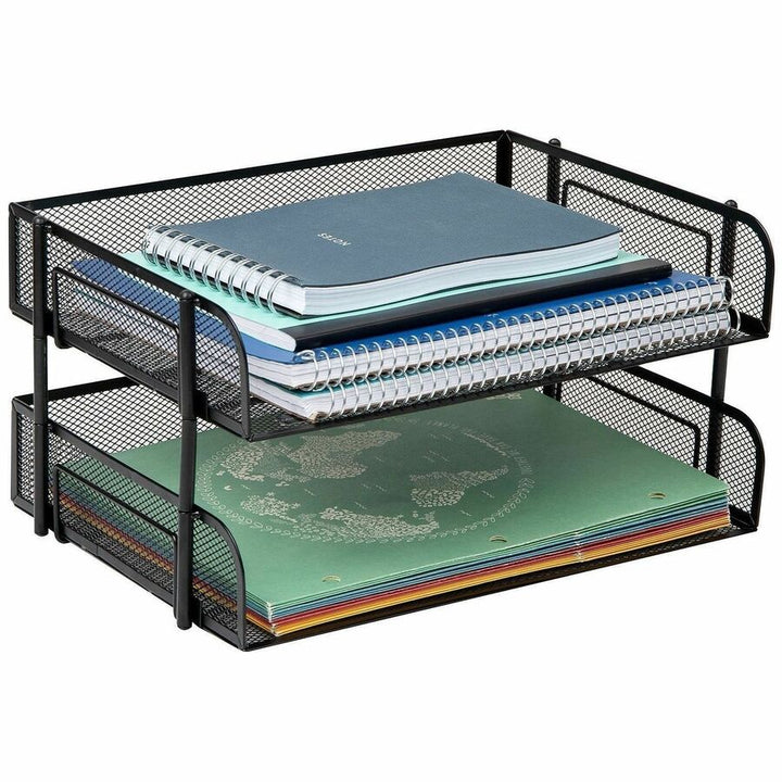 Image of Mind Reader ESTACK2-BLK Tiered Stackable Paper Trays
