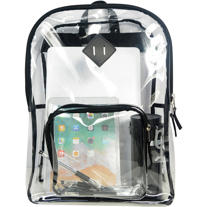 Image of Sparco Backpack,Multipurpose,PVC,2 Compartments,12"x5"x17",Clear