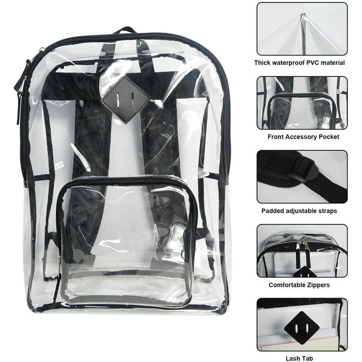 Image of Sparco Backpack,Multipurpose,PVC,2 Compartments,12"x5"x17",Clear