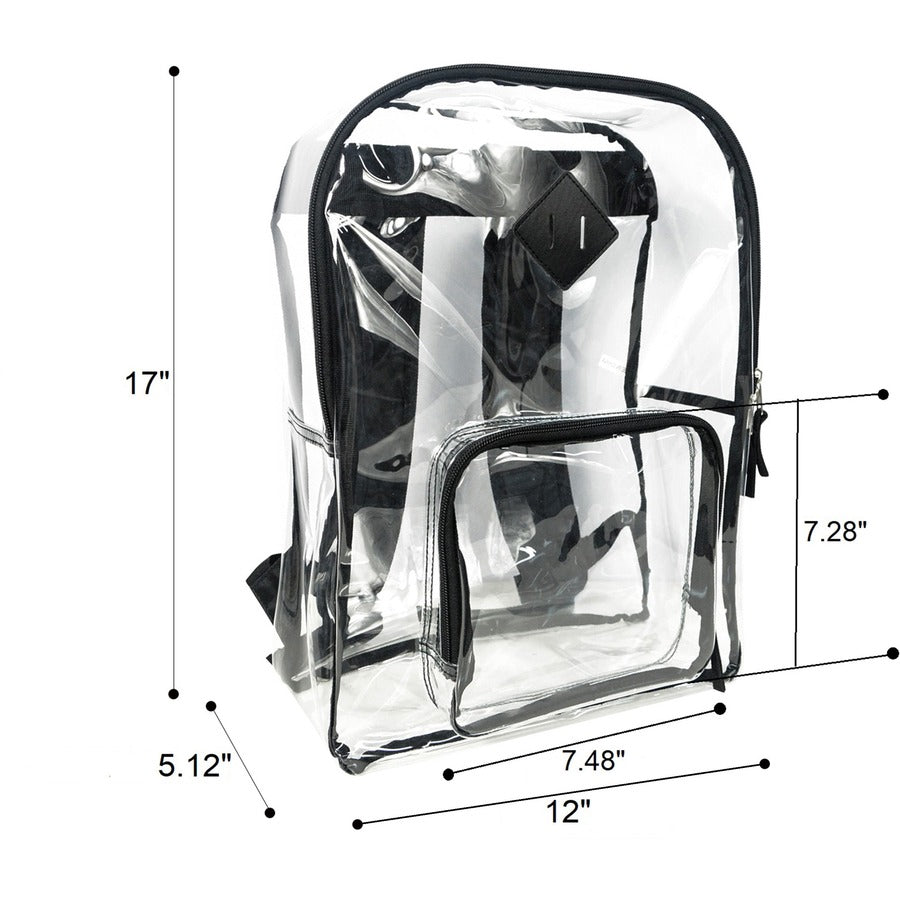 Image of Sparco Backpack,Multipurpose,PVC,2 Compartments,12"x5"x17",Clear