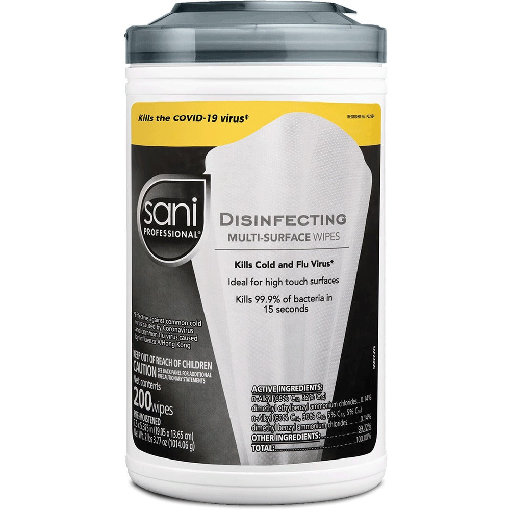 Image of PDI HC Wipes, Disinfecting, 200 Sheets/Tub, 6/CT, White