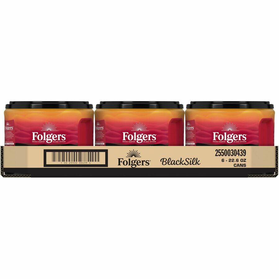 Image of Folgers® Coffee, Black Silk, Ground, Dark Roast, 22.6oz, 6/CT