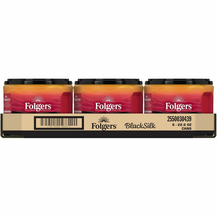 Image of Folgers® Coffee, Black Silk, Ground, Dark Roast, 22.6oz, 6/CT