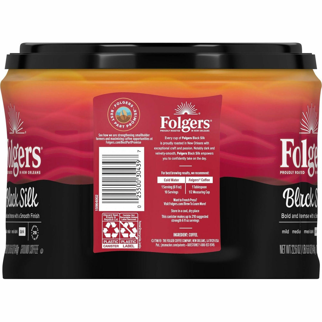Image of Folgers® Coffee, Black Silk, Ground, Dark Roast, 22.6oz, 6/CT