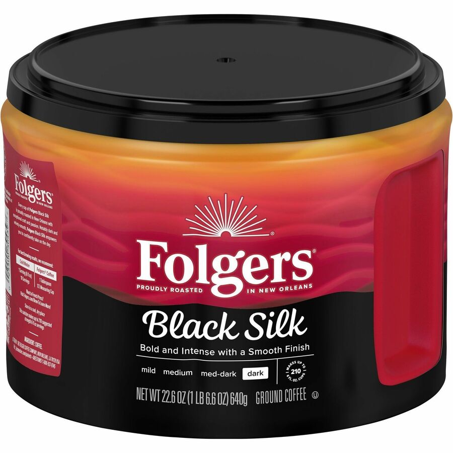 Image of Folgers® Coffee, Black Silk, Ground, Dark Roast, 22.6oz, 6/CT