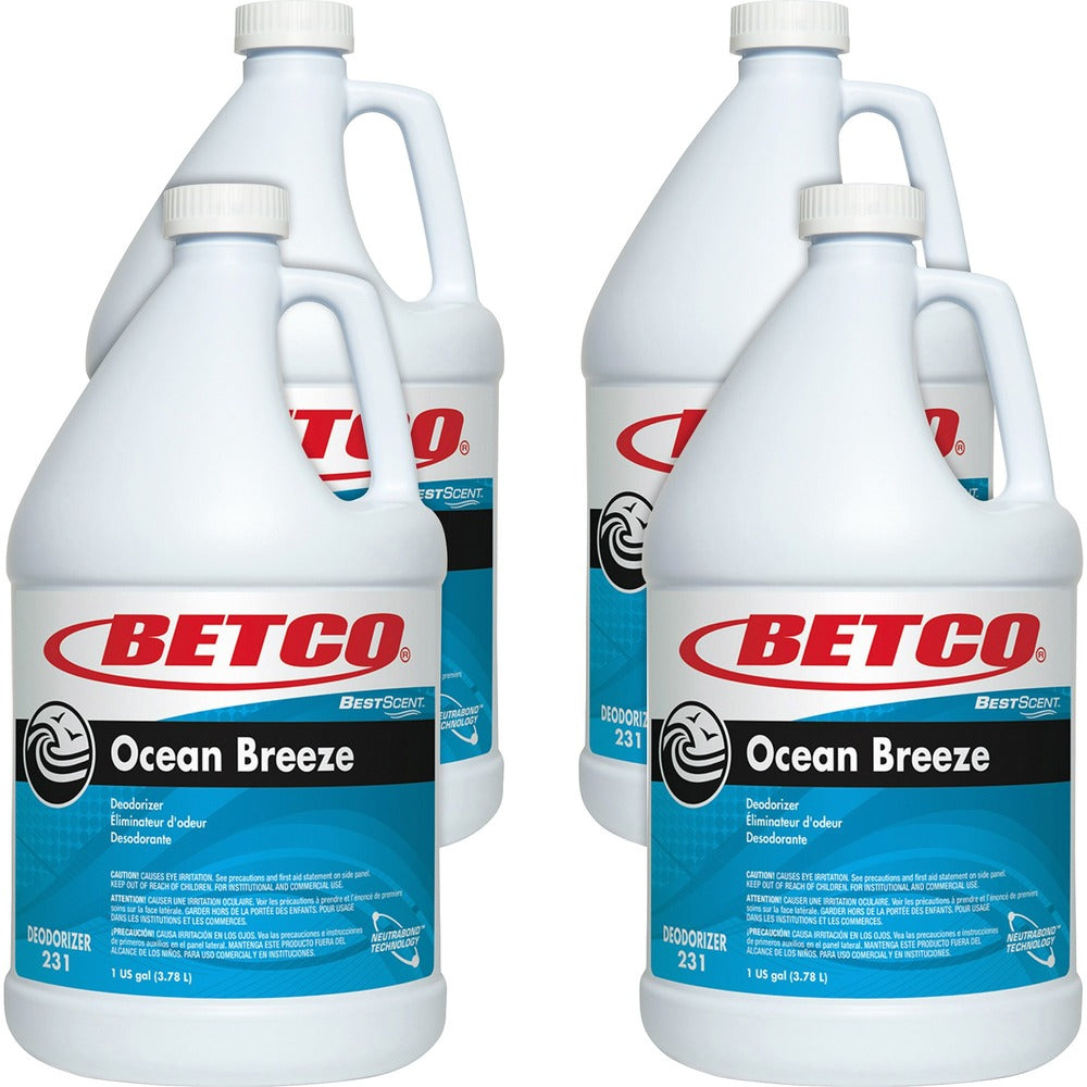 Image of Betco Corporation Deodorizer,Conc Liquid,Ocean Breeze,1 Gal,4/CT,Turquoise