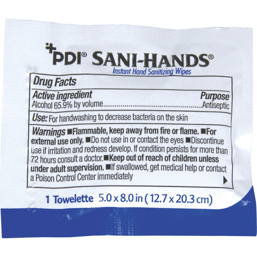 Image of PDI HC Hand Wipes, Antimicrobial, w/Alcohol, 5"x8", 100/BX, WE