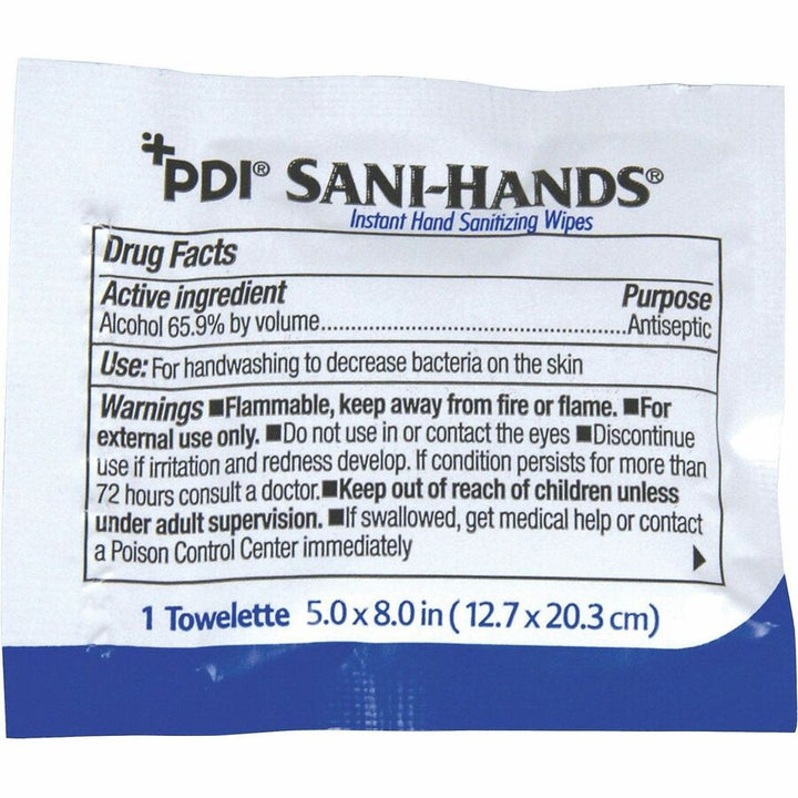 Image of PDI HC Hand Wipes,Antimicrobial,w/Alcohol,5"x8",100/BX,10/CT,WE