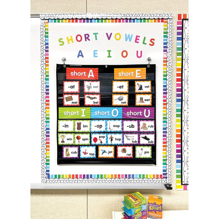 Image of Teacher Created Resources Chart Cards,Short Vowels,205 Pieces,3-1/4"x4-1/2",Multi