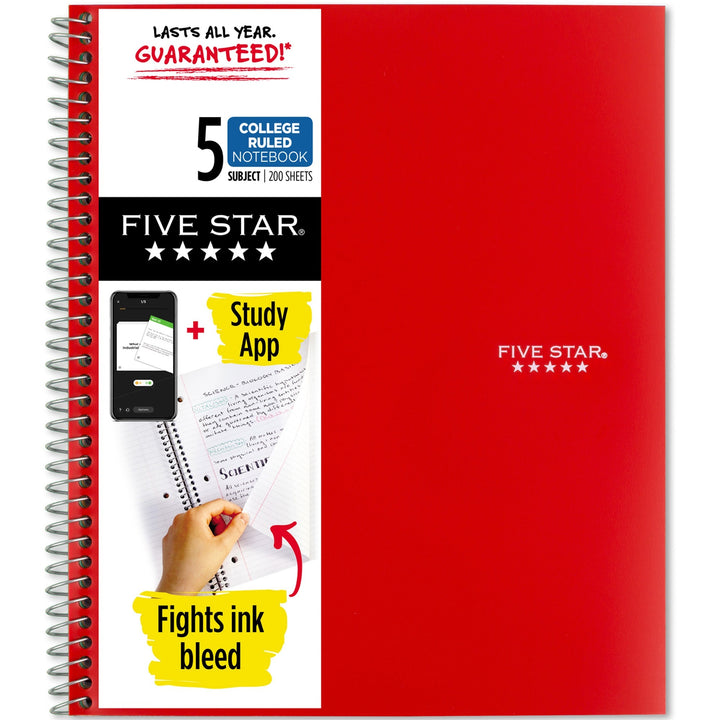 Image of Mead® Notebook,5-Subject,200 Shts,CollegRuled,8-1/2"x11",RD