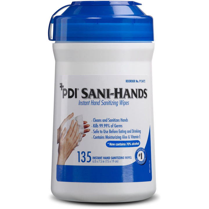 Image of PDI HC Wipes, Hand Sanitizing, 135 Wipes, 6"x7-1/2", White