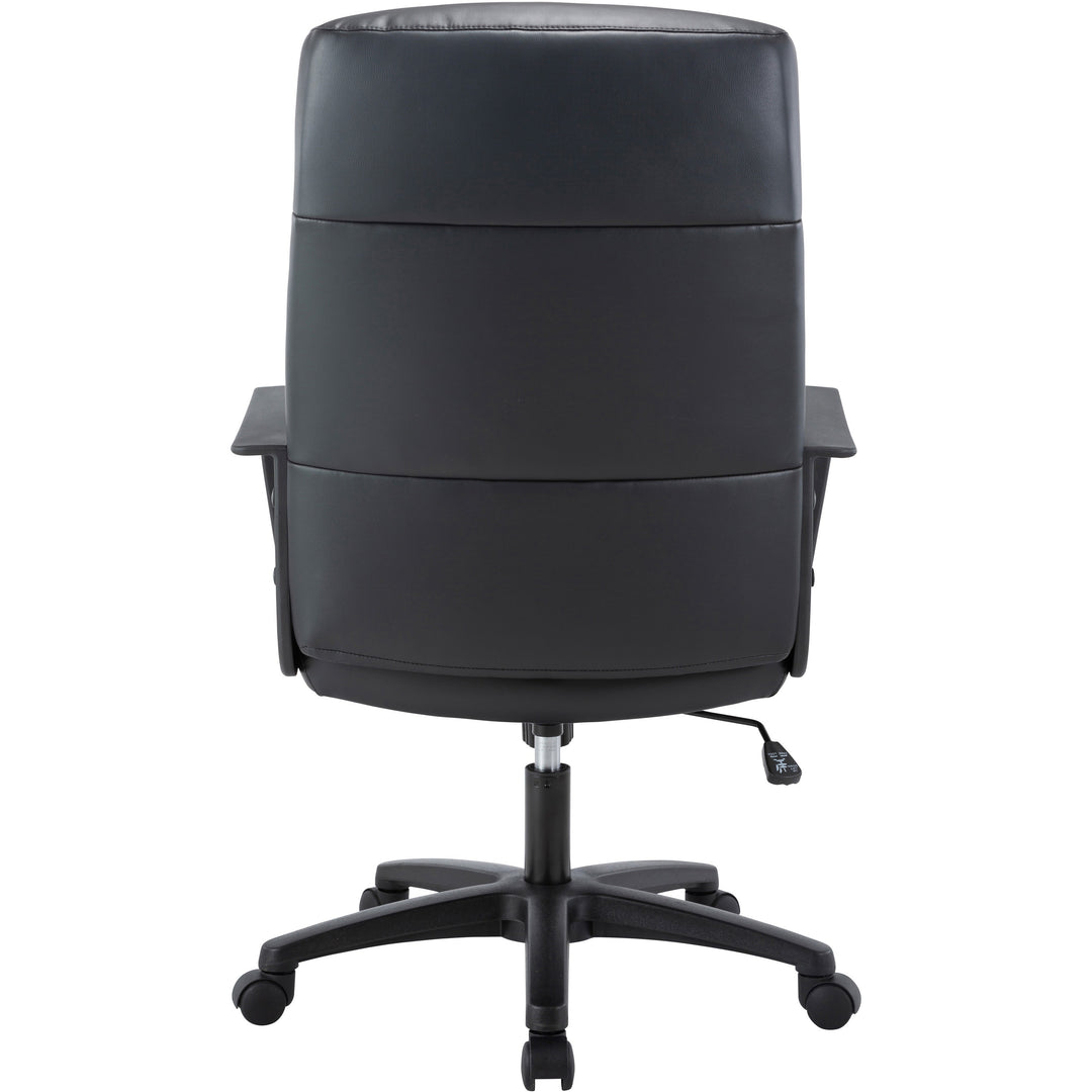 Image of Lorell High-Back Chair,Leather,26-2/5"x27-1/5"x41-1/3"-46-1/2",BK