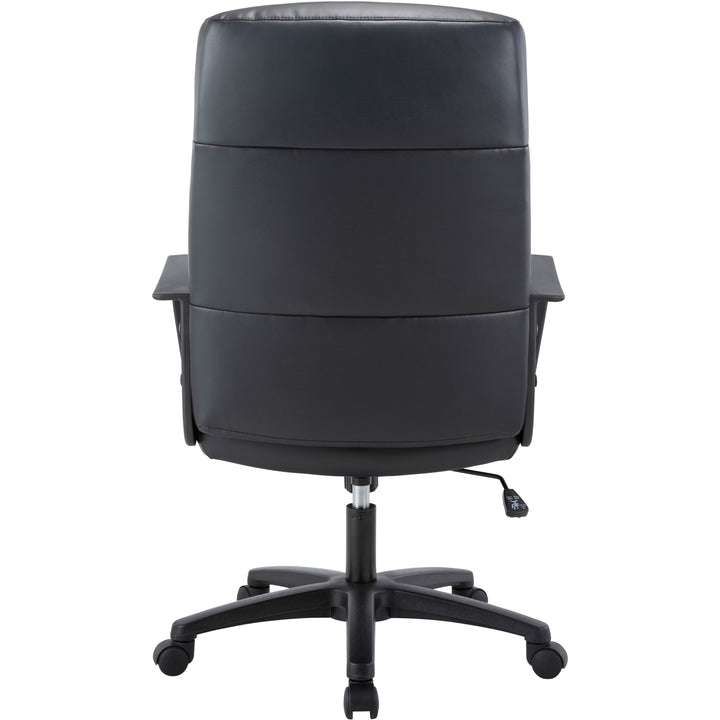 Image of Lorell High-Back Chair,Leather,26-2/5"x27-1/5"x41-1/3"-46-1/2",BK