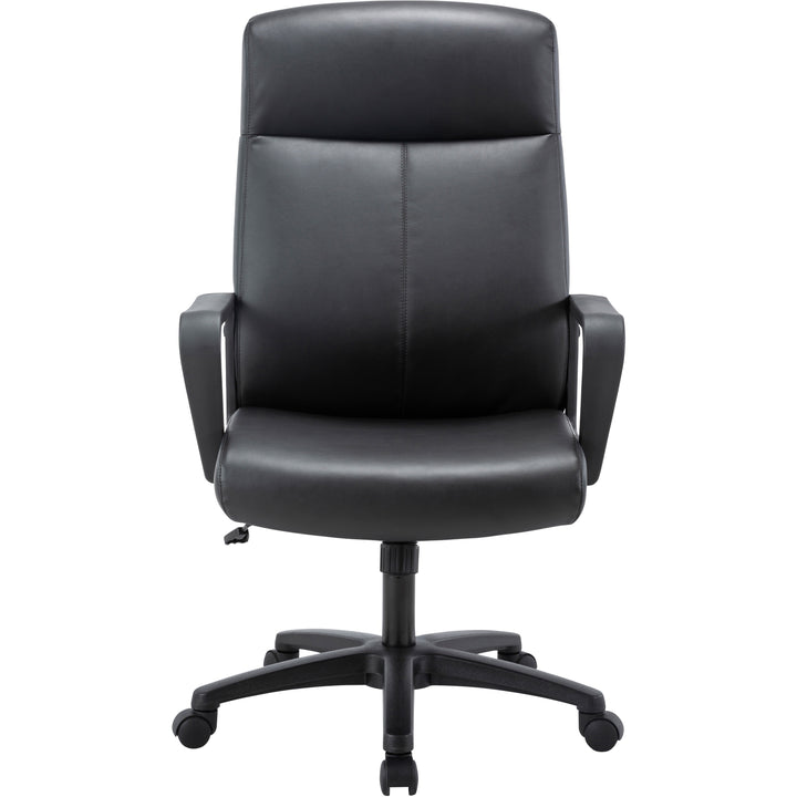 Image of Lorell High-Back Chair,Leather,26-2/5"x27-1/5"x41-1/3"-46-1/2",BK