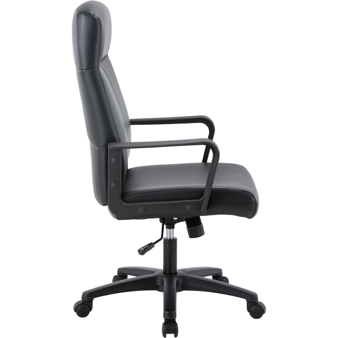 Image of Lorell High-Back Chair,Leather,26-2/5"x27-1/5"x41-1/3"-46-1/2",BK