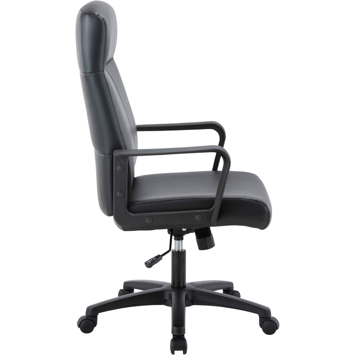 Image of Lorell High-Back Chair,Leather,26-2/5"x27-1/5"x41-1/3"-46-1/2",BK