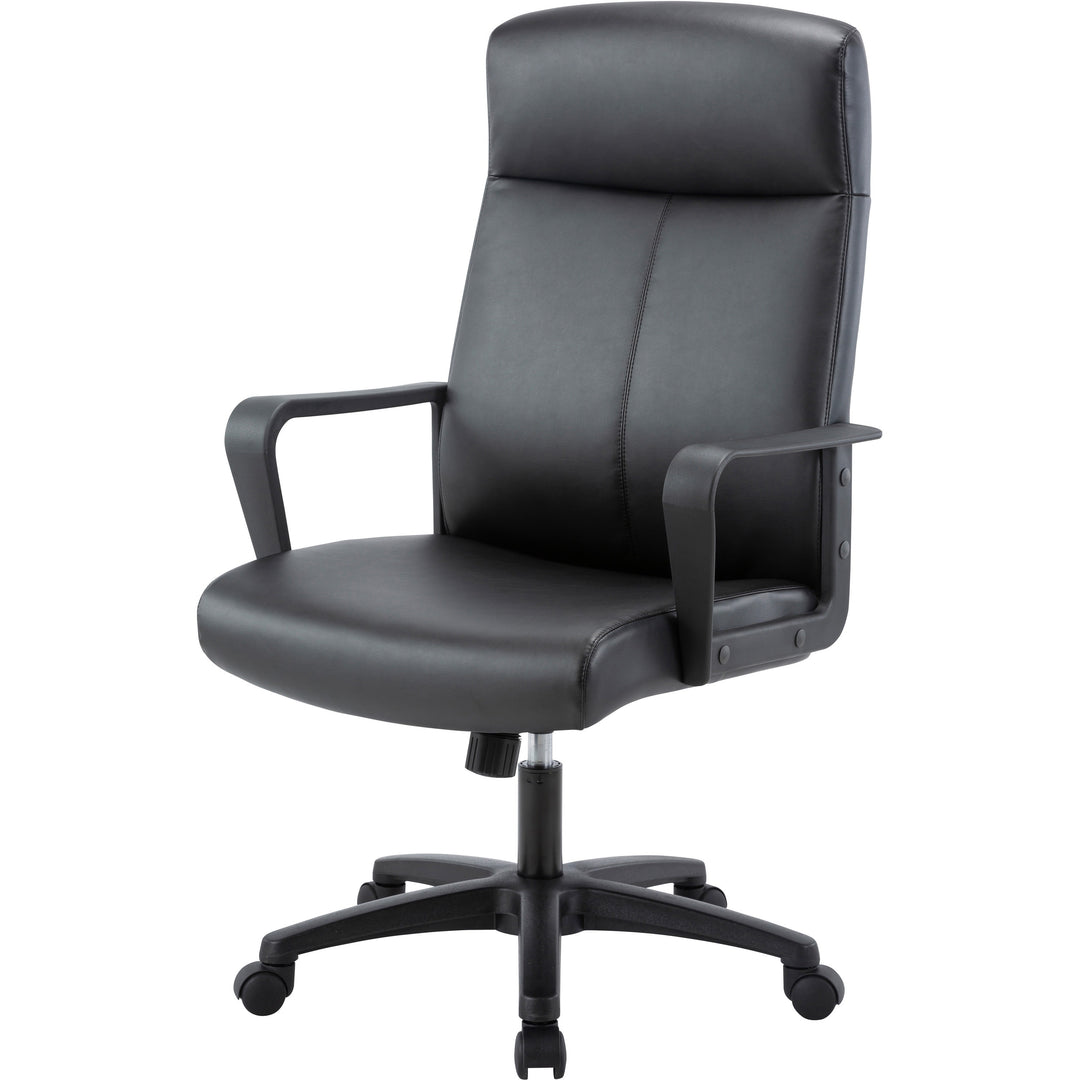 Image of Lorell High-Back Chair,Leather,26-2/5"x27-1/5"x41-1/3"-46-1/2",BK