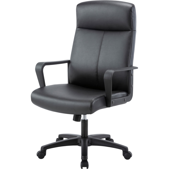 Image of Lorell High-Back Chair,Leather,26-2/5"x27-1/5"x41-1/3"-46-1/2",BK