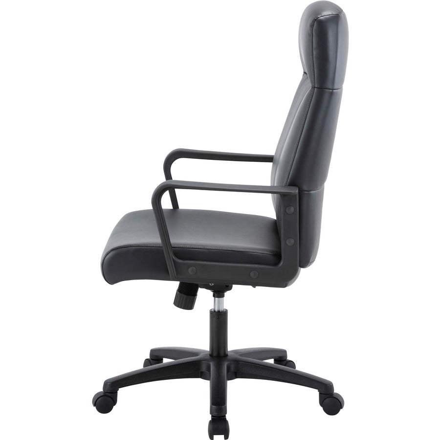 Image of Lorell High-Back Chair,Leather,26-2/5"x27-1/5"x41-1/3"-46-1/2",BK