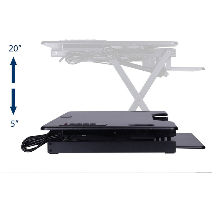 Image of Rocelco RDADRB46A Sit/Stand Desk Riser, 45 lb Load Capacity, 20" H x 45.75" W x 23.75" Depth, Black, 1 Each