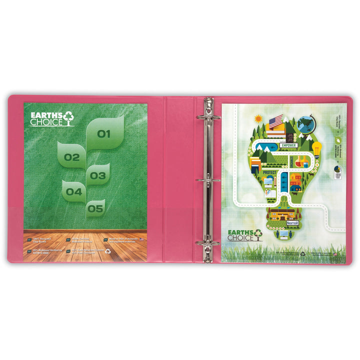 Image of Samsill® Earth's Choice Plant-Based Economy Round Ring View Binders, 3 Rings, 1.5" Capacity, 11 x 8.5, Pink, 2/Pack
