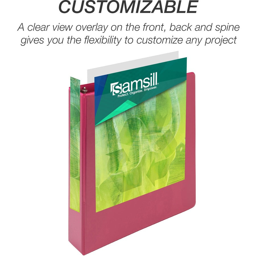 Image of Samsill® Earth's Choice Plant-Based Economy Round Ring View Binders, 3 Rings, 1.5" Capacity, 11 x 8.5, Pink, 2/Pack