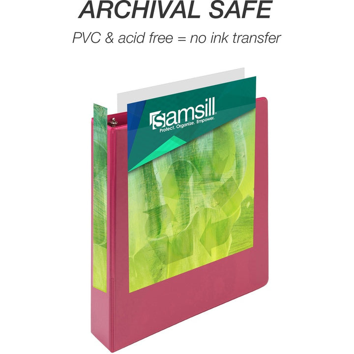 Image of Samsill® Earth's Choice Plant-Based Economy Round Ring View Binders, 3 Rings, 1.5" Capacity, 11 x 8.5, Pink, 2/Pack